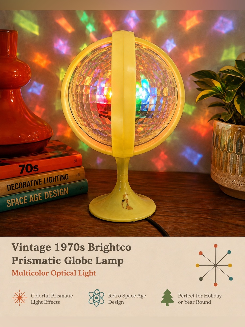 Vintage-Style Yellow Prismatic Globe Lamp light Brightco